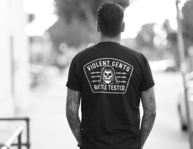 Man wearing black violent gentlemen shirt