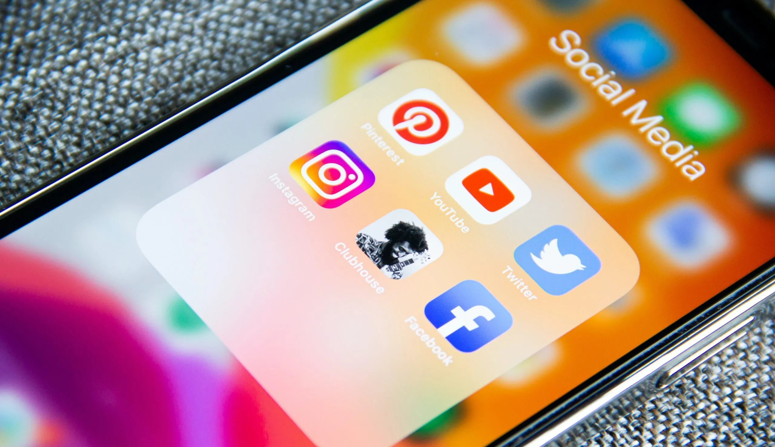 Social Media app group displayed on an iPhone