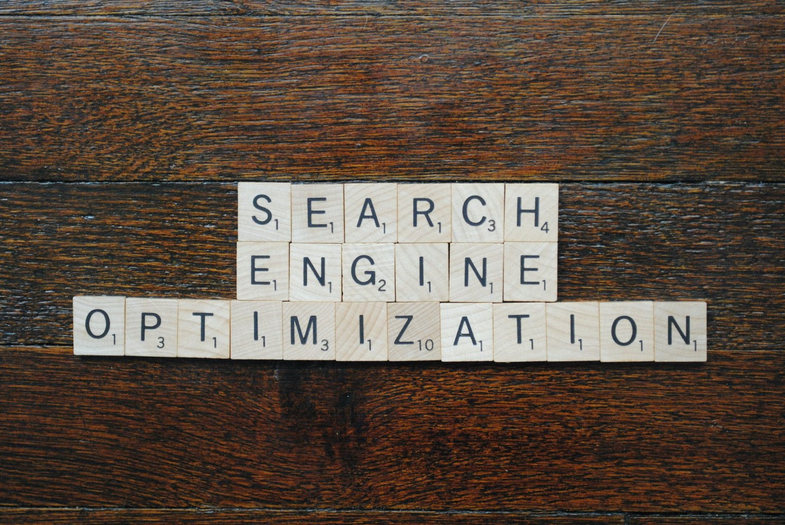 "Search Engine Optimization" spelled using scrabble letters