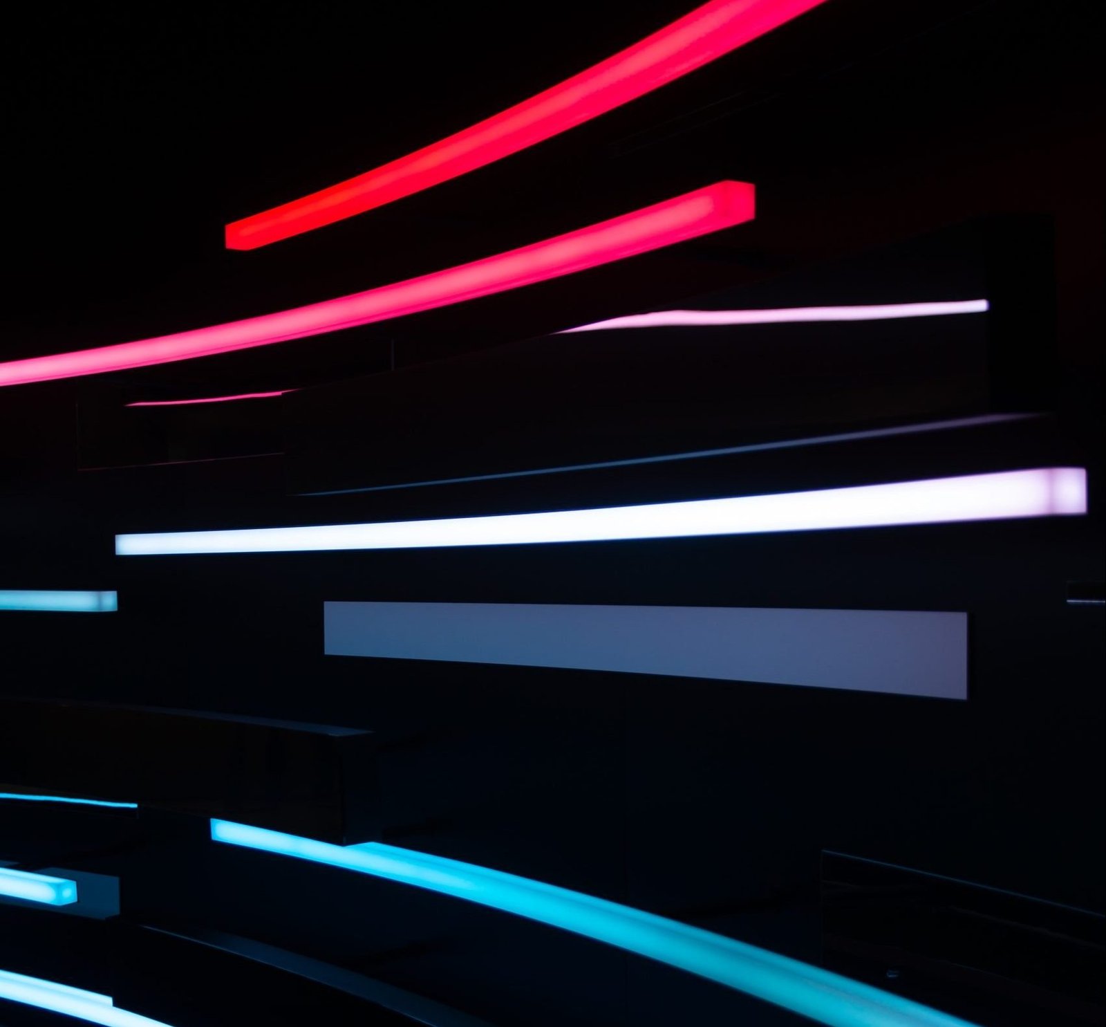 horizontal neon lights in an artistic display