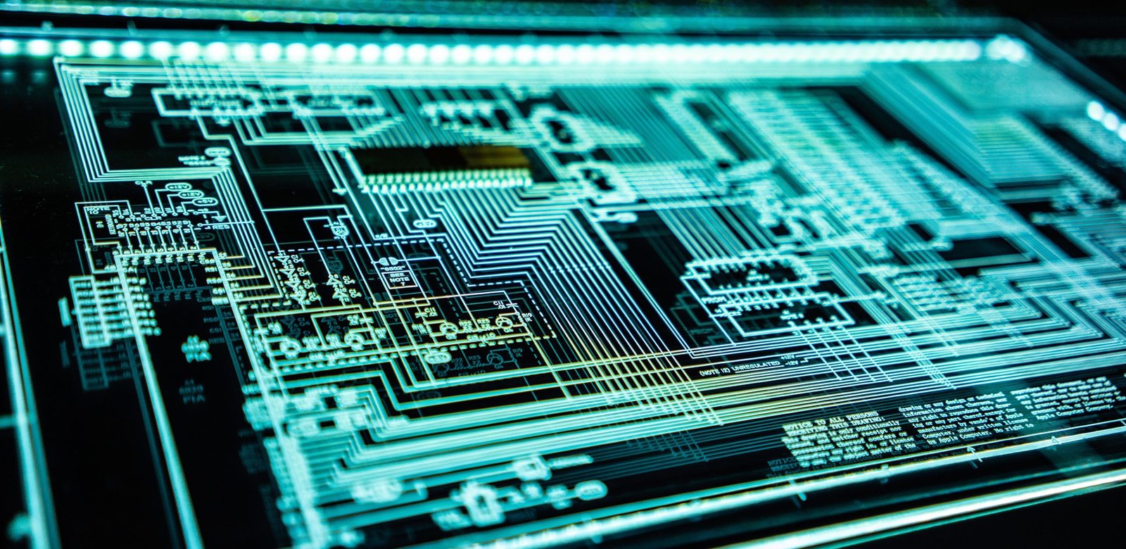 lit up glass diagram of computer chip technology