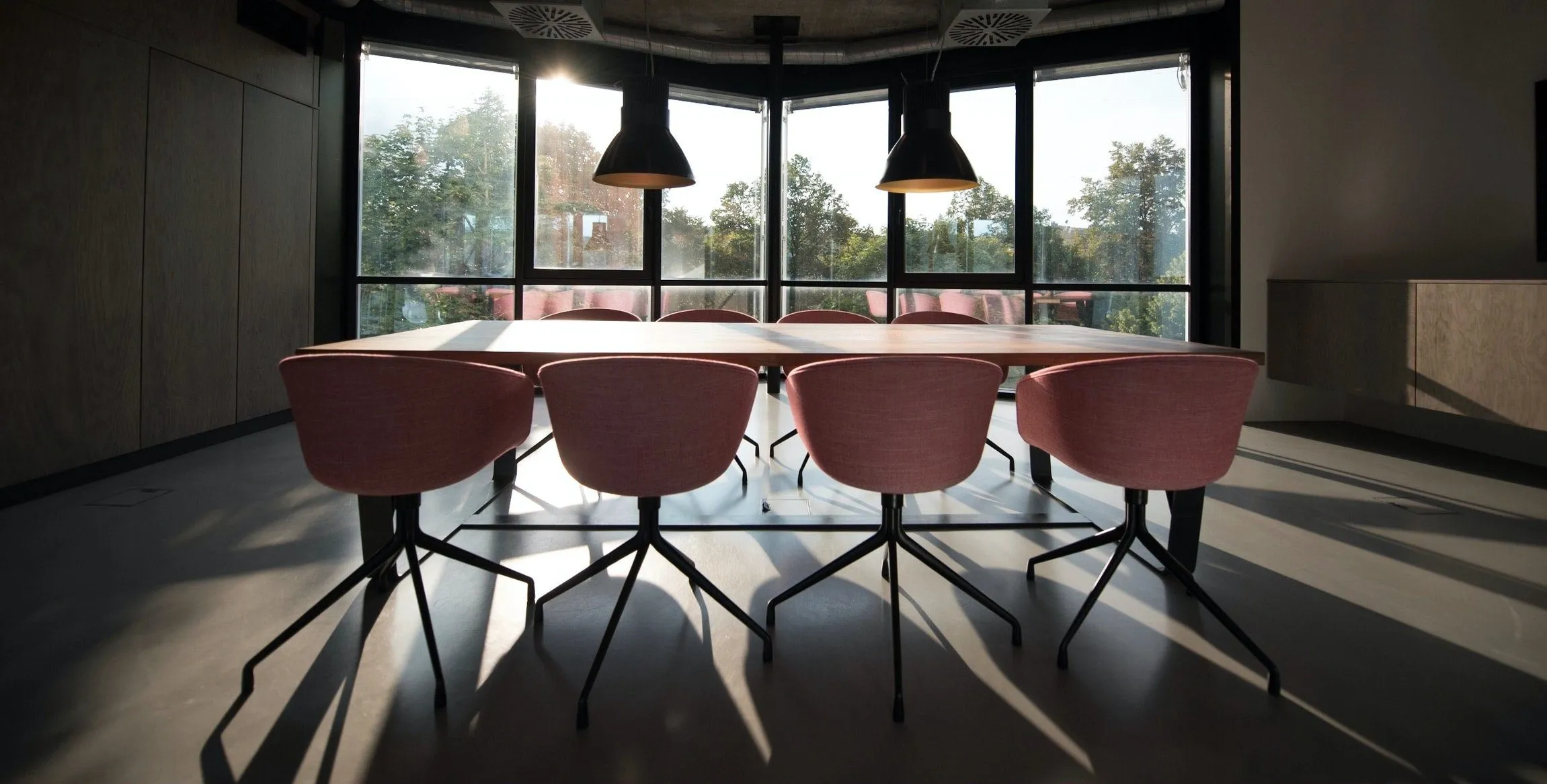 empty meeting room with a view