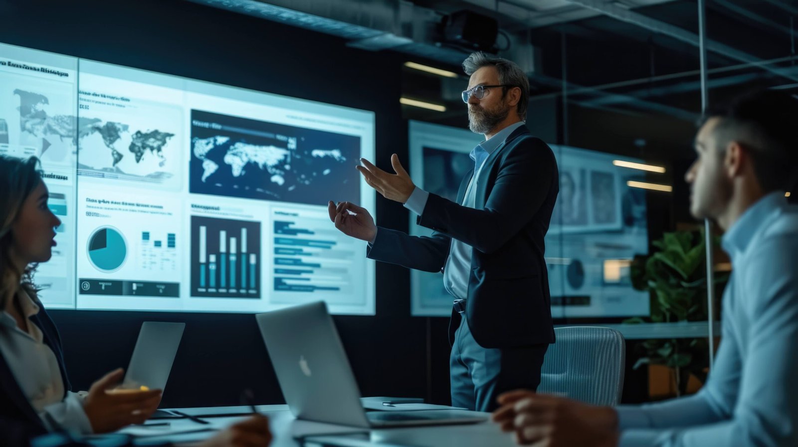 Man presenting stats in meeting