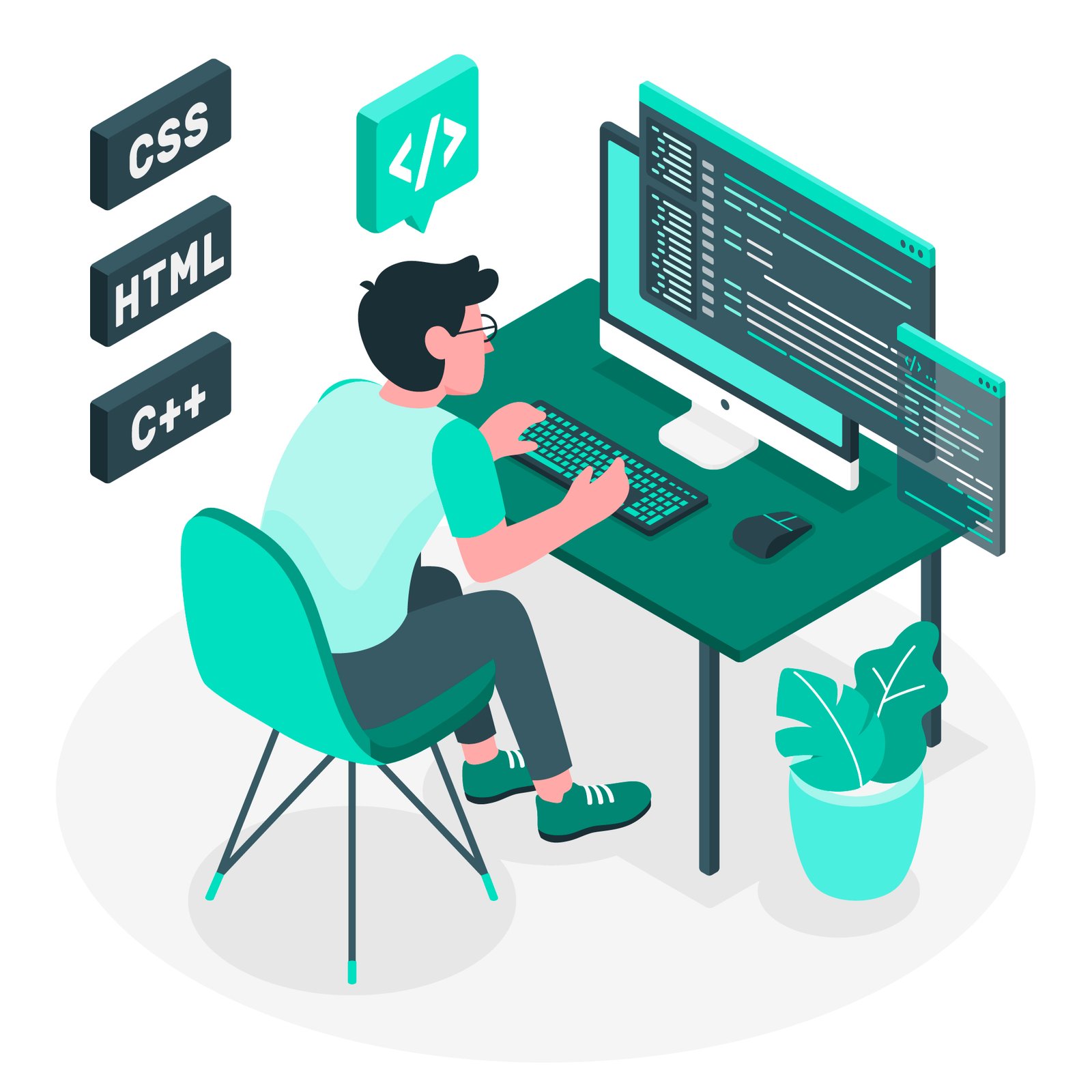 Guy programming alone