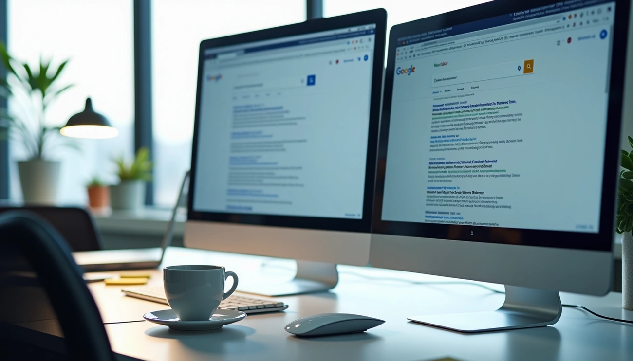 Google on computer screens