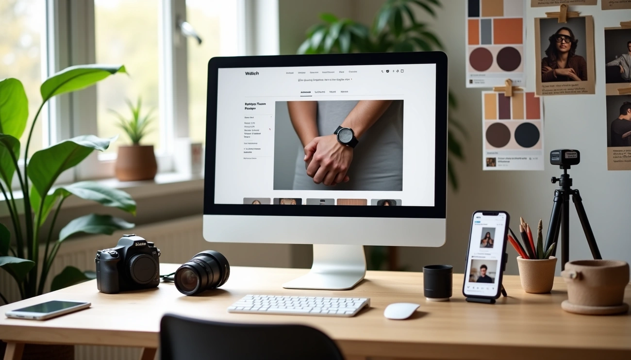 Desk with items and picture